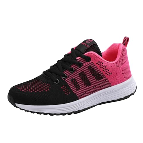 Schuhe Damen Frühling und Herbst Flying Mesh Flachschuhe Orthopädische Schulschuhe Atmungsaktive Schnürhalbschuhe Leichte Laufschuhe mit Weiche Fussbett Modische Plateau Damenschuhe von Generisch