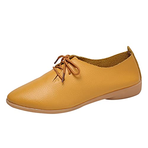 Schuhe Damen Halbschuhe, Flache Schuhe Anzug Bootsschuhe Schwarze Elegant Vintage Lederschuhe Schnürschuhe Mit rutschfest Sohle Business Elegant Loafer Bequem Trachtenschuhe Damenschuhe von Generisch