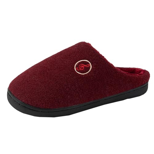Schuhe Damen Paare Männer Frauen Slip On Pelzigen Flache Hause Winter Runde Zehe Halten Warme Drucke Hausschuhe Schuhe Karree Schuhe Damen (Red, 39) von Generisch