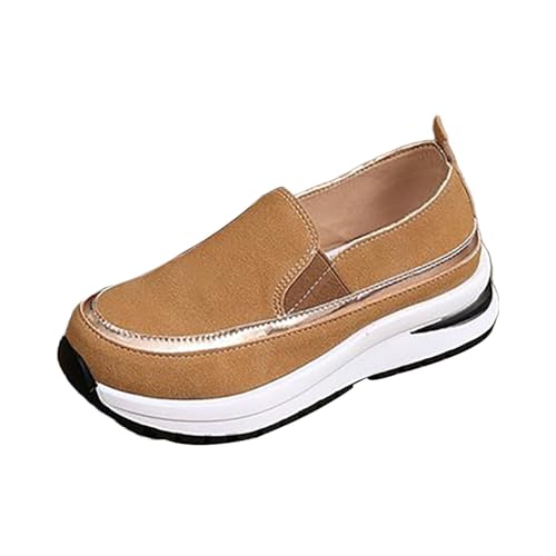 Schuhe Damen Plateau Sandalen,Einfarbige Mit Keilabsatz Bequem,Plateauschuhe Für Damen,Slip-On,Freizeitschuhe Sneaker,Walkingschuhe,Damenschuhe Flach Elegant von Generisch