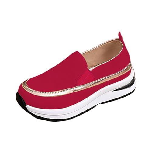 Schuhe Damen Plateau Sandalen,Einfarbige Mit Keilabsatz Bequem,Plateauschuhe Für Damen,Slip-On,Freizeitschuhe Sneaker,Walkingschuhe,Damenschuhe Flach Elegant von Generisch
