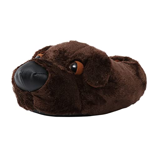 Schuhe Damen Sandalen Hund Design Neuheit Hausschuhe für Männer Frauen, niedlich, weich, Tier, lustig, Winter, warm, Bodenschuhe, Cartoon Damen Winter Schuhe (Coffee, One Size) von Generisch