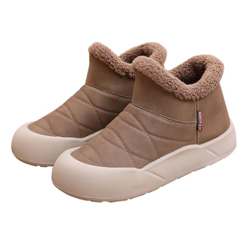 Schuhe Damen Sandaletten Absatz Brotschuhe mit Dicker Unterseite, Winter, mit Fleece gefütterte, Dicke, warme Stiefel, koreanische, Baumwollstiefel, Nicht Faule Baumwollschuhe (Coffee, 41) von Generisch