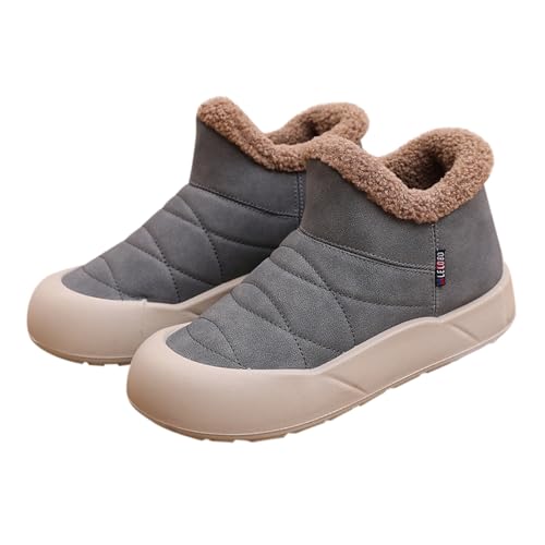 Schuhe Damen Sandaletten Absatz Brotschuhe mit Dicker Unterseite, Winter, mit Fleece gefütterte, Dicke, warme Stiefel, koreanische, Baumwollstiefel, Nicht Faule Baumwollschuhe Gefüttert (Grey, 40) von Generisch