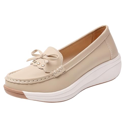 Schuhe Damen Sneaker Bequem Freizeitschuhe Breite Füße Einzelneschuhe Keilabsatz Sommerschuhe Bowknot Schlupfschuhe Weichen Bequem Halbschuhe Große Größe Straßenschuhen Fashion Damenschuhe von Generisch