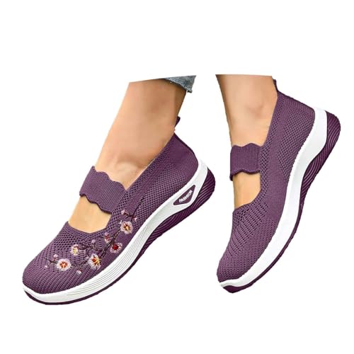 Schuhe Damen Sneaker Orthopedic Sommer Leicht Weite H Diabetiker Schuhe Lässig Atmungsaktive Walkingschuhe Turnschuhe Komfort Slip On Laufschuhe Bequeme Trainer Mesh Stoffschuhe Frauen Turnschuhe von Generisch