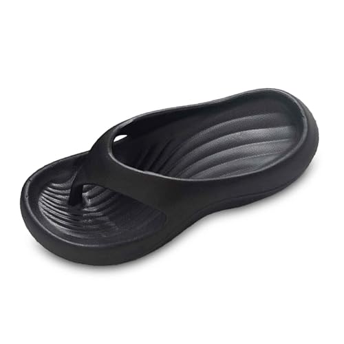 Schuhe Damen Sneaker Schwarz Entspannung und den Strandgebrauch im Freien. Zehentrenner-Stil mit Dicker Sohle. Bequemes, flaches Schuhwerk, ideal für den Sommer. Damen Plateau Schuhe (Black, 39) von Generisch
