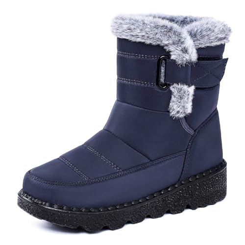 Schuhe Damen Stiefel Kurz Kurzschaft Schneestiefel Gefüttert Winter Schlupfstiefel Einfarbig Warm Winterschuhe Schlupfschuhe Plateau Winterstiefel Bequeme Herbst Ankle Boots von Generisch
