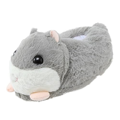 Schuhe Damen Winterschuhe Frauen Schuhe Weiche Sohle Warme Haushalt Baumwolle Hamster Plüsch Mode Tasche Baumwolle Damen Schuhe Ballerina Blau (Grey, One Size) von Generisch