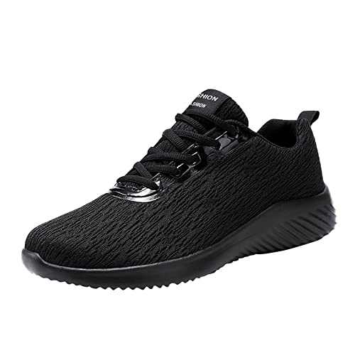 Schuhe Größer Compatible with Machen Herren 10 cm Mode Männer Mesh Lässige Sportschuhe Schnüren Einfarbig Laufen Atmungsaktive Turnschuhe mit weichem Boden Herren Schuhe Sneaker Hoch (Black, 44) von Generisch