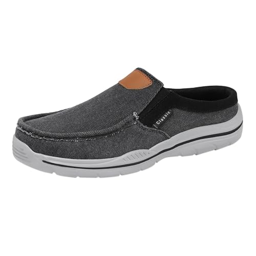Schuhe Herren Große Größen Flach Segeltuch Stoffschuhe Chunky Halb Hausschuhe Plateau ohne schnürsenkel Bootschuhe Verschleißfest Walkingschuhe rutschfeste Lässig Outdoorschuhe von Generisch