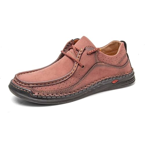 Schuhe Herren Leder Schnürschuhe Klassisch Stahlkappenschuhe Trachtenschuhe Wanderschuhe Stylisch Praktisch Wander Arbeiten Sportschuhe Outdoor Fitness Straßenlaufschuhe Non-Slip Schnür-Turnschuhe von Generisch