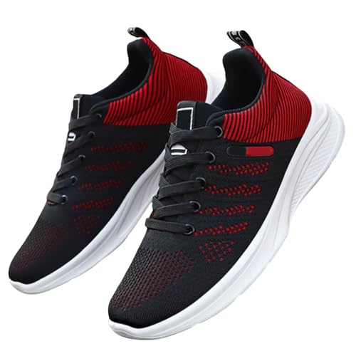 Schuhe Herren Schwarz Rot Sneaker Weich Laufschuhe Leicht Joggingschuhe rutschfest Wanderschuhe Verschleißfest Outdoor Sportschuhe Breeze Running Turnschuhe Modische Freizeitschuhe Walkingschuhe von Generisch
