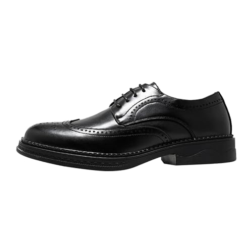 Schuhe Herren Schwarze Plateauschuhe für Herren im britischen Stil mit runder Spitze (Black, 42) von Generisch