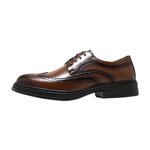 Schuhe Herren Schwarze Plateauschuhe für Herren im britischen Stil mit runder Spitze (Brown, 41) von Generisch