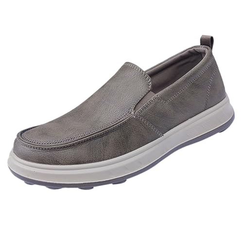 Schuhe Herren Sommer Leder Schlupfschuhe Bequeme Joggingschuhe Bequeme Slip-On Freizeitschuhe Solid Color Walkingschuhe Trend Fitnessschuhe Weich Leicht Sportschuhe Modische Stoffschuhe von Generisch