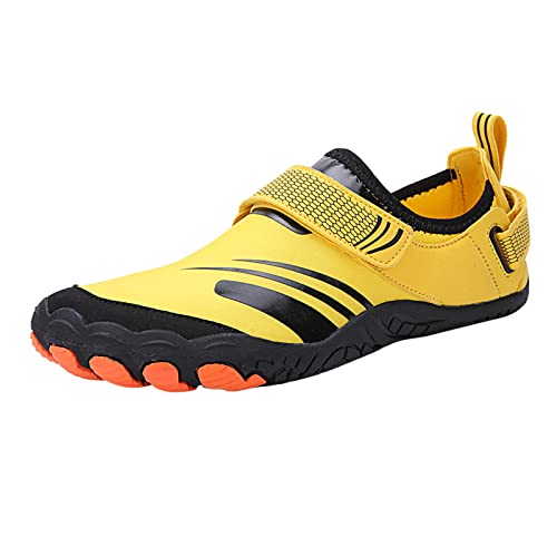 Schuhe Herren Sommer Wasserschuhe Männer und Frauen Schnelltrocknende Schuh Wandern Leichte Streifen Slip On Design Schwimm-und Tauchschuhe Tracing Shoes (Gelb,42) von Generisch