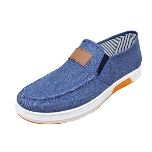 Schuhe Herren Wandern Modische -Männer-Freizeitschuhe, Flache, rutschfeste Leinwand, einfarbig, Slip-On, bequem, einfach Rollschuh Schuhe Herren (Blue, 44) von Generisch