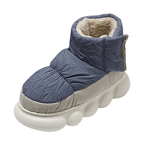 Schuhe Herren Winter Boots Paar einfache einfarbige, Dicke Unterseite, gepolstert, warm, für den Innenbereich, weicher Boden, rutschfest, bequem, große Baumwollhausschuhe Herren Hausschuhe (Blue, 45) von Generisch