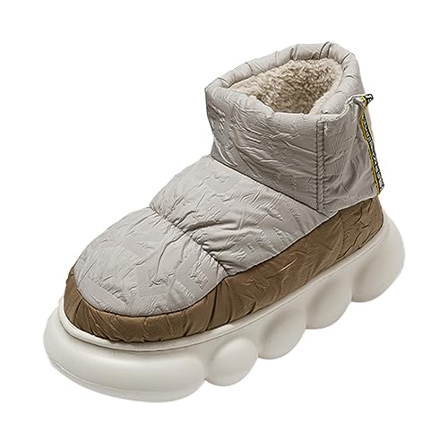 Schuhe Herren Winter Boots Paar einfache einfarbige, Dicke Unterseite, gepolstert, warm, für den Innenbereich, weicher Boden, rutschfest, bequem, große Baumwollhausschuhe Herren Hausschuhe (Grey, 45) von Generisch