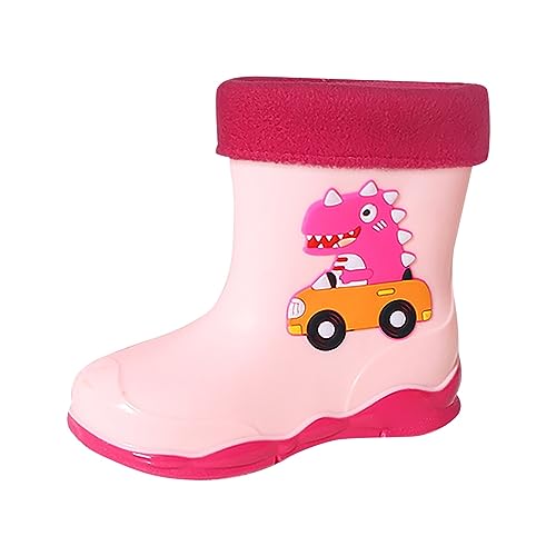 Schuhe Jungs 28 Regenstiefel für kleine/große Kinder, und Mädchen, Dinosaurier-Kinder-Wasserschuhe, rutschfeste Dinosaurier-Regenschuhe für den Außenbereich Winterschuhe Jungs (Pink, 29 Little Child) von Generisch