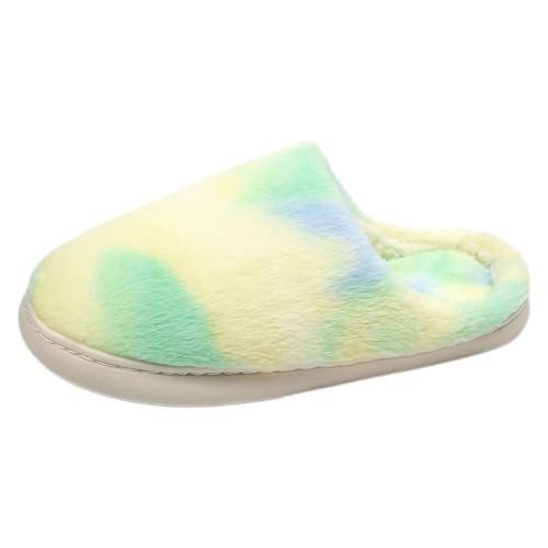 Schuhe Mit Keilabsatz Für Damen Paare Männer Frauen Slip On Pelzigen Flache Hause Winter Runde Zehe Halten Warme Drucke Hausschuhe Schuhe Damen Schuhe Mit Absatz Elegant (Green, 39) von Generisch