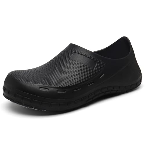 Schuhe Reinschlüpfen Herren Kochschuhe rutschfeste Clogs Arbeitsschuhe Kochschuhe Für Männer Küchenschuhe Zapatos De Chef Für Frauen Hausschuhe Herren 44 Lustig (Black, 38) von Generisch