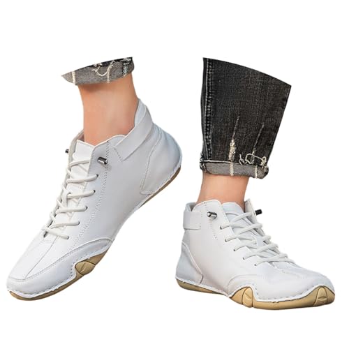 Schuhe Wasserdicht Damen Barfußschuhe Herbst Herren Unsex Lederschuhe Casual Sneaker Bequeme Mode Loafers Leichte Freizeitschuhe Weiß 35 von Generisch