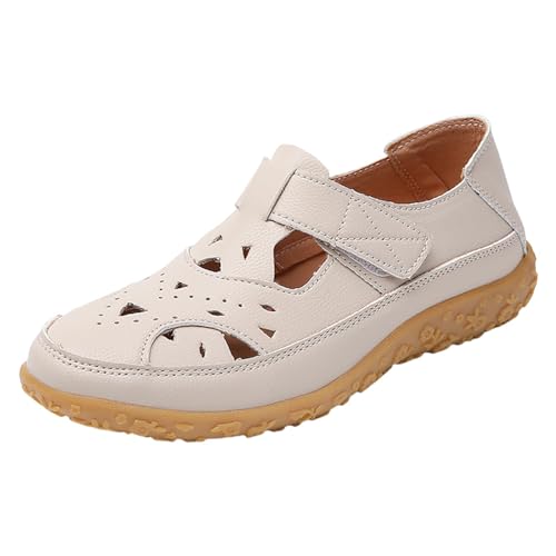 Schuhe Wasserdicht Damen Zehensandalen Aus Bequeme Weiche Sohle Knöchelriemen Orthopädische Strandschuhe (Beige, 37) Turnschuhe Herren 42 Barfußschuhe Herbst Winter Weiß Orthopedische Barfuss von Generisch
