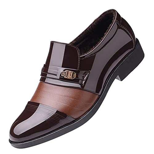 Schuhe Wasserdicht Herren 49 Mode Sommer und Herren Lederschuhe Spitzschuh Niedriger Absatz Slip On Hohl Atmungsaktiv Flacher Mund Schuhe Angebote Herren (Brown, 44) von Generisch