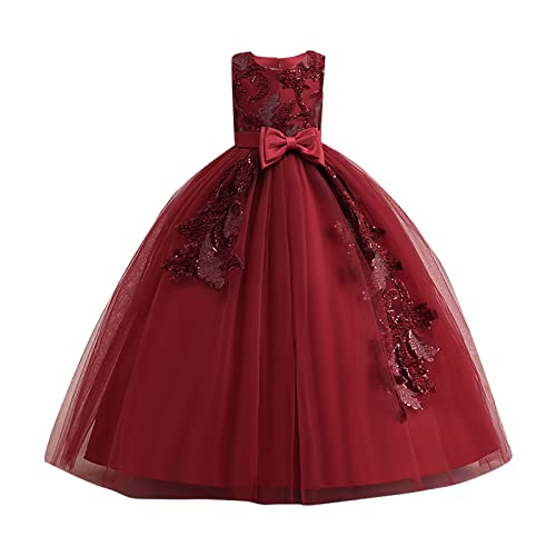 Schuhschmuck Kette Neues Kinderkleid Prinzessinnenkleid Große Kinderpailletten und gemahlenes langes Kleid Piano Performance Dress Mädchen Tennis (Red, 12-13 Years) von Generisch