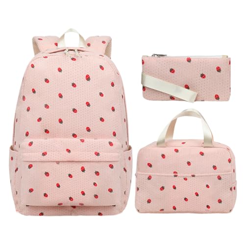 Schulbag Girls Teens - Leichtes Leinwand Schulbag Set | Cord -Büchertasche Sets | Bleistift Case Für Sport College Reiseurlaub Outdoor Aktivitäten Wanderkamerad von Generisch