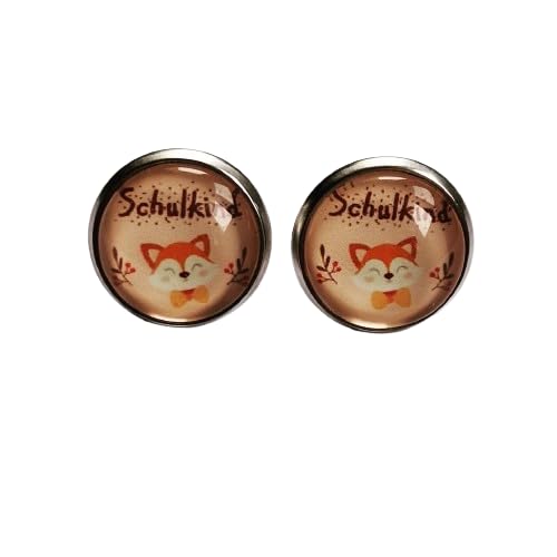 Schulkind Fuchs Cabochon Ohrstecker versilbert 12 mm von Generisch