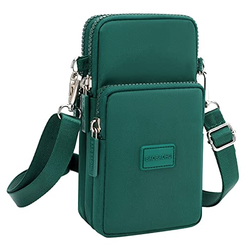 Schulter Handtasche Einfarbig Nicht Drucken Reißverschluss Umhängetasche Handytasche Taschen Blumen (Green, One Size) von Generisch