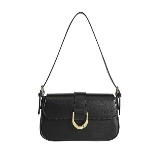 Schultertasche für Damen, Clutch, PU-Leder, klassische Crossbody-Tasche, Unterarmtaschen mit verstellbaren Trägern und Reißverschluss, trendige Hobo-Taschen für Partys und Verabredungen, Schwarz von Generisch