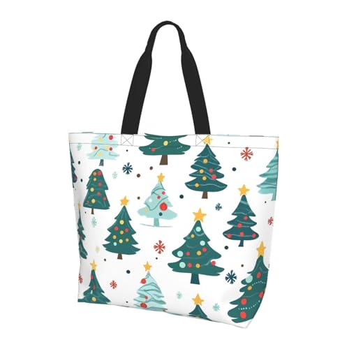 Schultertasche für Damen, Motiv: Weihnachtsbaum, Sterne, bunt, Weihnachts-Einkaufstaschen, wasserabweisend, große Handtasche mit Innentasche für Arbeit, Reisen, Schule von Generisch