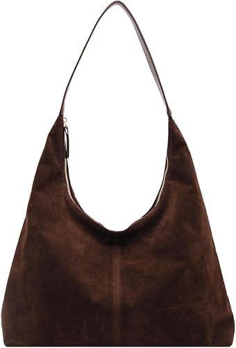 Schultertasche für Damen, Wildledertaschen für Damen, Handtaschen für Damen, lässige Taschen für Damen, Wildledertasche, Tragetasche für Damen, für Arbeit, Handtasche, dunkelbraun, 28 von Generisch