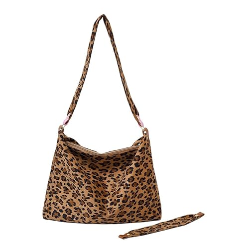 Schultertasche für Damen, modische Tragetasche, große Kapazität, Leopardenmuster, Tragetasche für Schule, Arbeit, Einkaufen, Reisen, braun, 15.75x4.33x11.81inch von Generisch