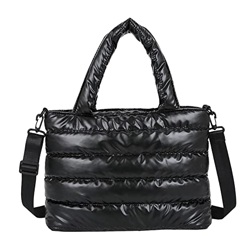 Schultertaschen Damen Gesteppte Handtasche Leichte Winter Daunen Baumwolle Gepolsterte Schultertasche Daunenpolsterung, Schwarz , Einheitsgröße Schultertaschen Damen Gesteppte Handtasche Leichte Winter Daunen Baumwolle Gepolsterte Schultertasche Daunenpolsterung, Schwarz , Einheitsgröße von Generisch
