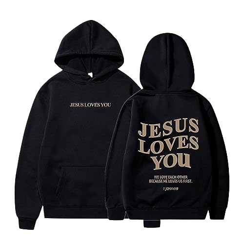 Schwarz Christian Sweatshirts Für Frauen Trust In The Lord Kapuzenpullover Tops Loose Fit Casual Langarm Christian Hoodies Taschen von Generisch