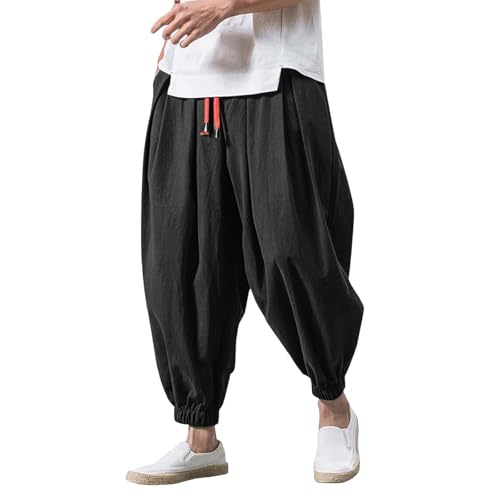 Schwarz Haremshose Herren Baumwolle Leinenhose Lockere Leicht Pluderhose Elastischer Bund Sommerhose Jogging Haremhosen Sport Leinenhosen Pumphose Baggy Übergröße Harem Pants mit Taschen XXL XXXL 4XL Schwarz Haremshose Herren Baumwolle Leinenhose Lockere Leicht Pluderhose Elastischer Bund Sommerhose Jogging Haremhosen Sport Leinenhosen Pumphose Baggy Übergröße Harem Pants mit Taschen XXL XXXL 4XL von Generisch