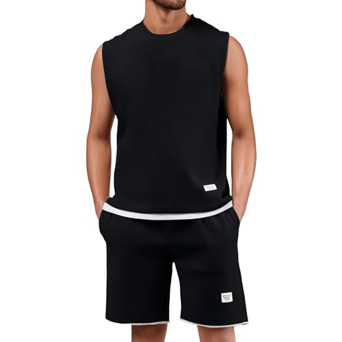 Schwarz Herren T-Shirt und Shorts Set 2 Teiliges Sommer Jogginganzug Männer mit Blumen Trainingsanzug Tracksuit Y2k Hip Hop Kurzarm Hemd und Kruze Hose Unisex 2-Teilig Hawaii Outfit Sportanzug von Generisch