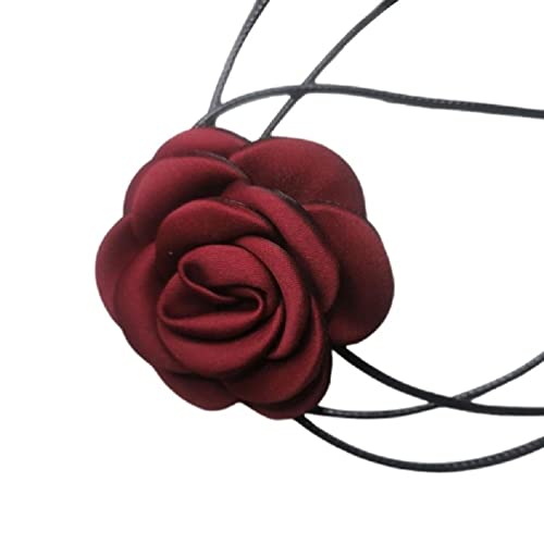 Schwarz Rot Kamelie Halsband Choker Halskette Kamelie Choker Halskette für Frauen Gothic Kostüme Halloween Steampunk-Party Blume Charm Halskette von Generisch