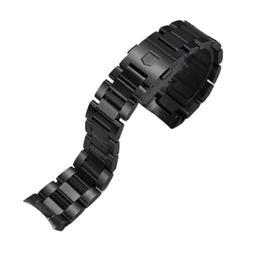 Schwarz Silber 316L Edelstahl Armband 22mm Gebogene Ende Solide Links Uhr(Black) von Generisch