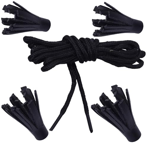 Schwarze Ghillie Brogue-Schnürsenkel und Quasten: komplettes Set, Schnürsenkel (Paar) oder Lederquasten (4er-Pack) – Ghillie Brogues Herren-Schuh-Kilt, Schwarz , 170 Centimeters von Generisch