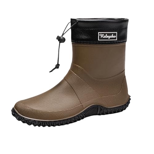 Schwarze Herren Schuhe Modische Regenstiefel für Männer und Frauen, Top Short Barrel, rutschfeste Sohle Kunststoff, warme Gummistiefel Hallux Schuhe Herren (Brown, 40) von Generisch