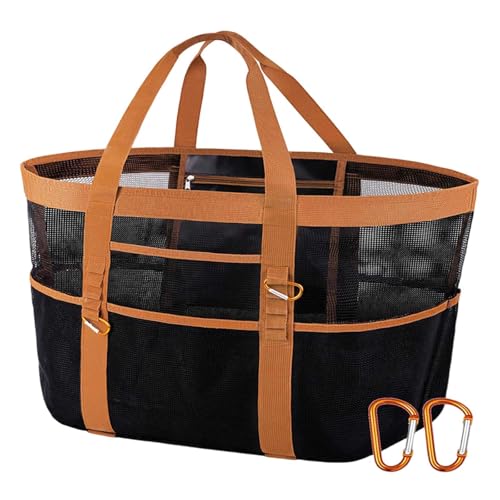 Schwarze Hose Herren Mit Taschen Kletterschnalle Strandtasche Große Kapazität Reise Outdoor Kulturtasche 12 Taschen Mesh Tote Queue Taschen (Black, One Size) von Generisch