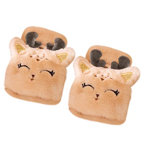 Schwarze Lange Handschuhe Damen Armstulpen Handschuhe Reh Warm Halbfinger Süße Fingerlose Dicke Handschuhe Seiden Unterziehhandschuhe 80Er Accessoires (Khaki, One Size) von Generisch