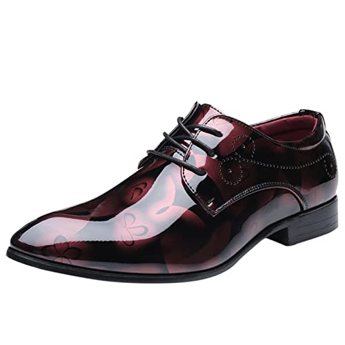 Schwarze Lederschuhe Herren Bequem - Hochzeitsschuhe Herren Braun Anzugschuhe Formelle Business-Lacklederschuhe Klassische Schnürhalbschuhe Casual Oxford-Schuhe Business Und Büro Schuhe von Generisch