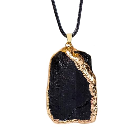 Schwarze Obsidian-Halskette für Damen – stilvolle Halskette für Damen, schwarze Obsidian-Halskette für Damen, Obsidian-Kristall-Halskette, natürlicher Kristall-Anhänger, Halskette für Männer und von Generisch